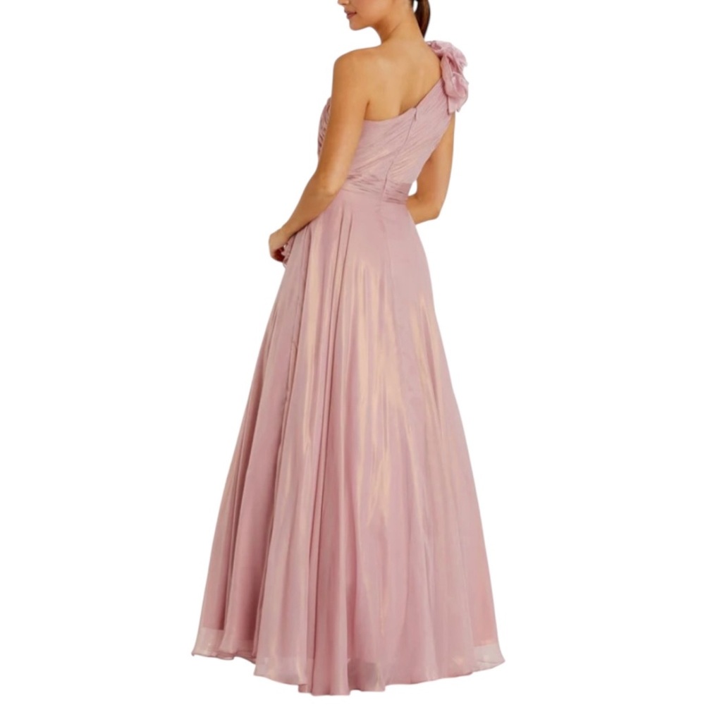 NWT Mac Duggal Pink Iridescent One Shoulder Rosette Ball Gown Dress 49252 Size 4 - Picture 3 of 8